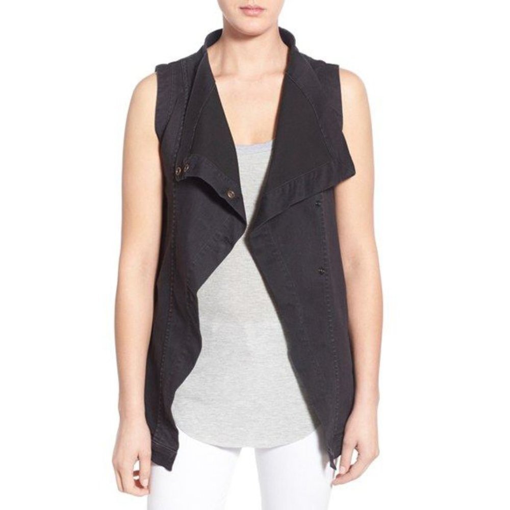 Rare NWT Fine by Superfine Black denim Raven Vest‎ - Picture 6 of 12